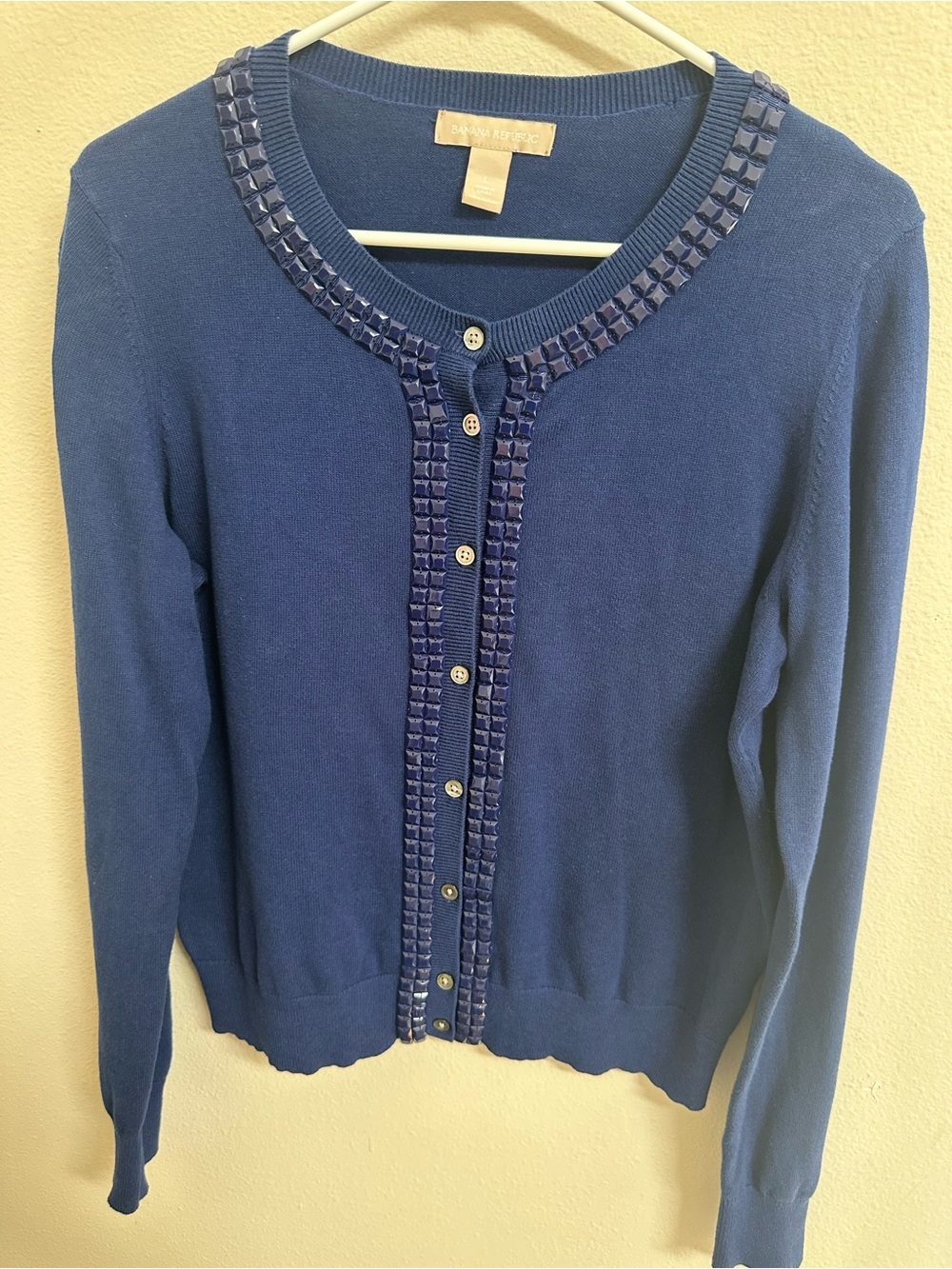 Banana Republic Dark Royal Blue Embellished Cotton Cardigan L